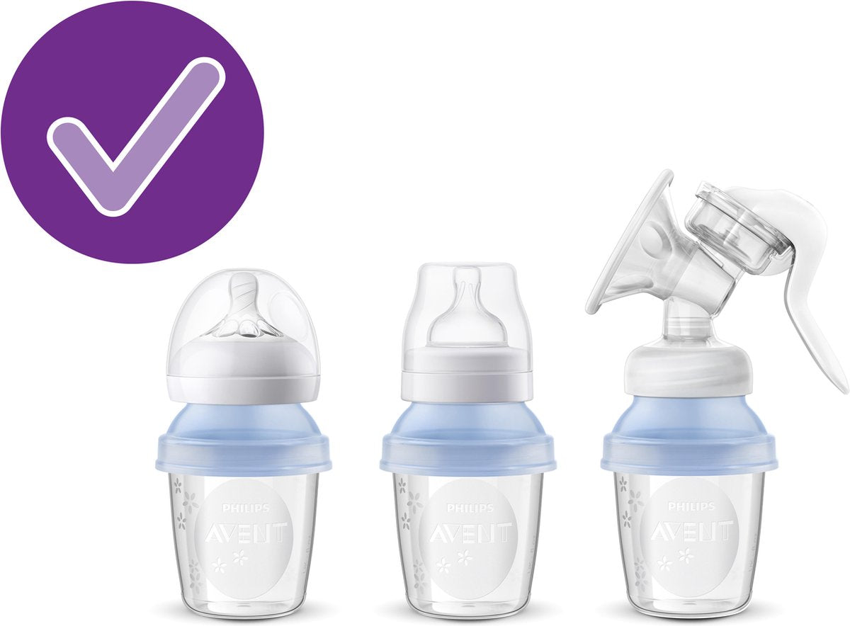 Bewaarbekers voor melk en voeding + borstkolf adapters
