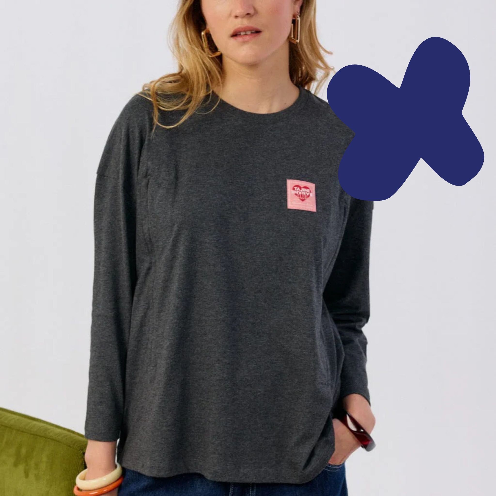 Tajinebanane Lovers borstvoedingsT-Shirt antraciet