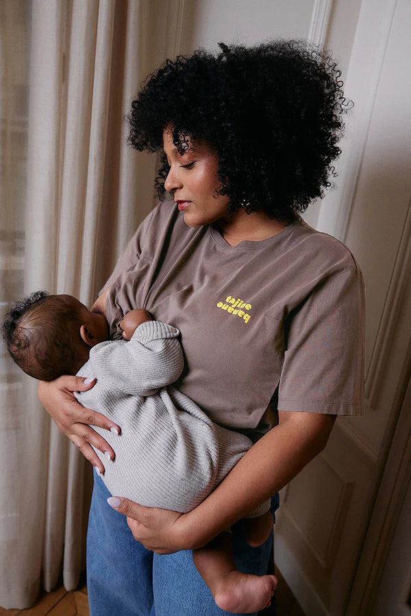 Vintage La p'allaite - breastfeeding t-shirt - Brown