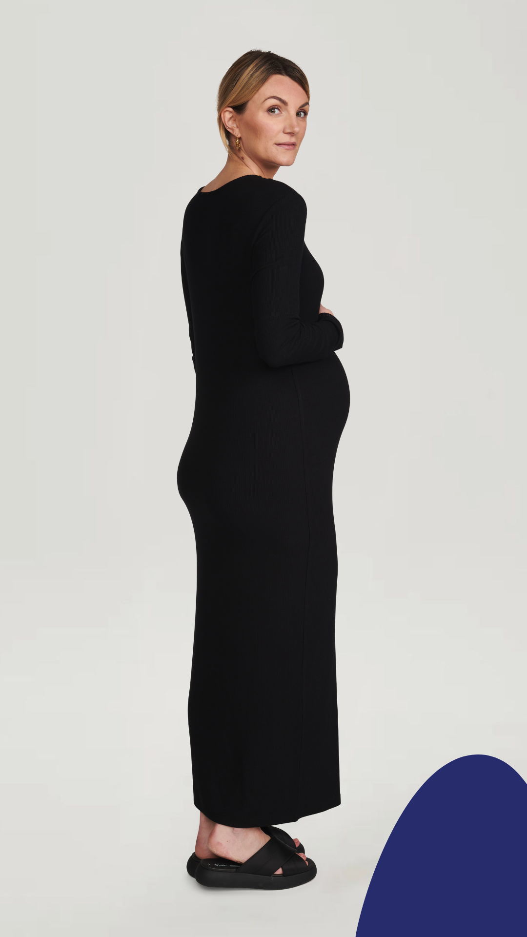 La Robe Maman - Robe de maternité - Côtes de bambou noir