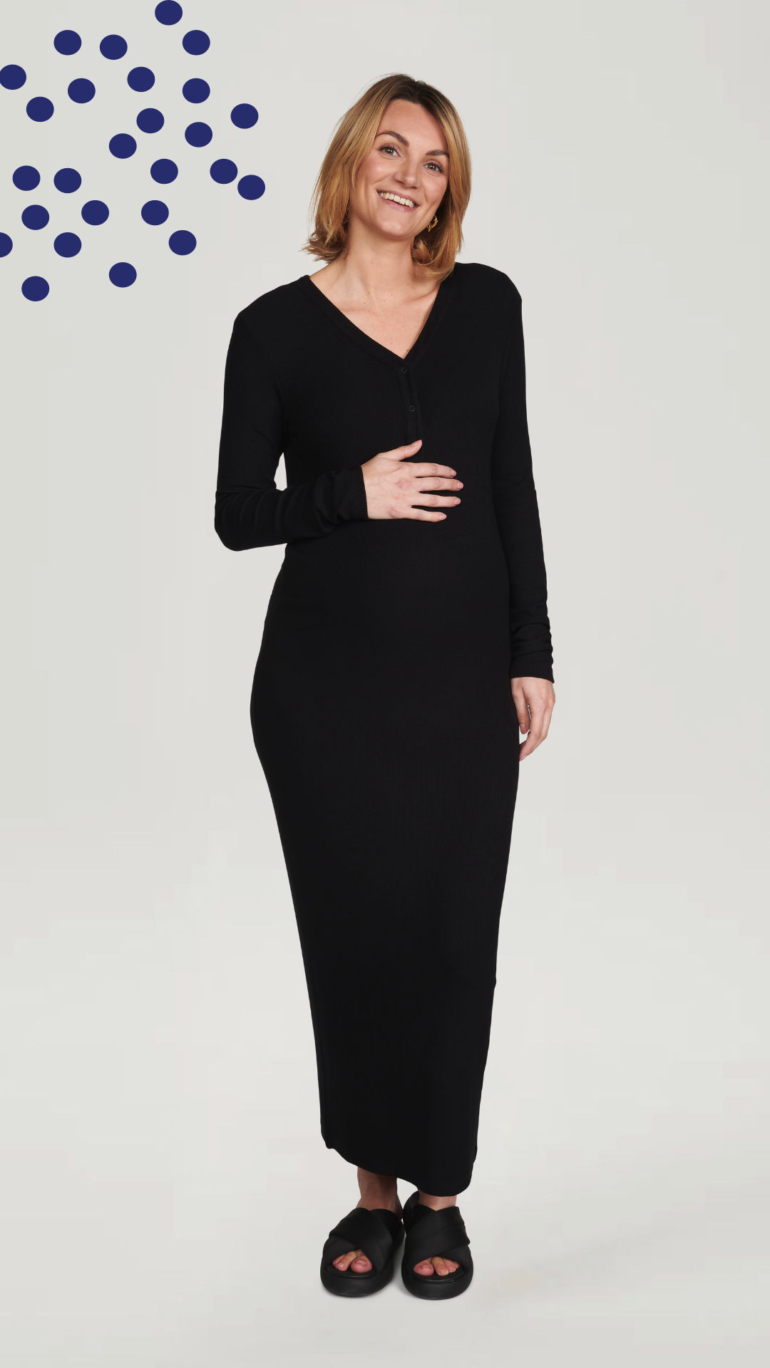 La Robe Maman - Robe de maternité - Côtes de bambou noir