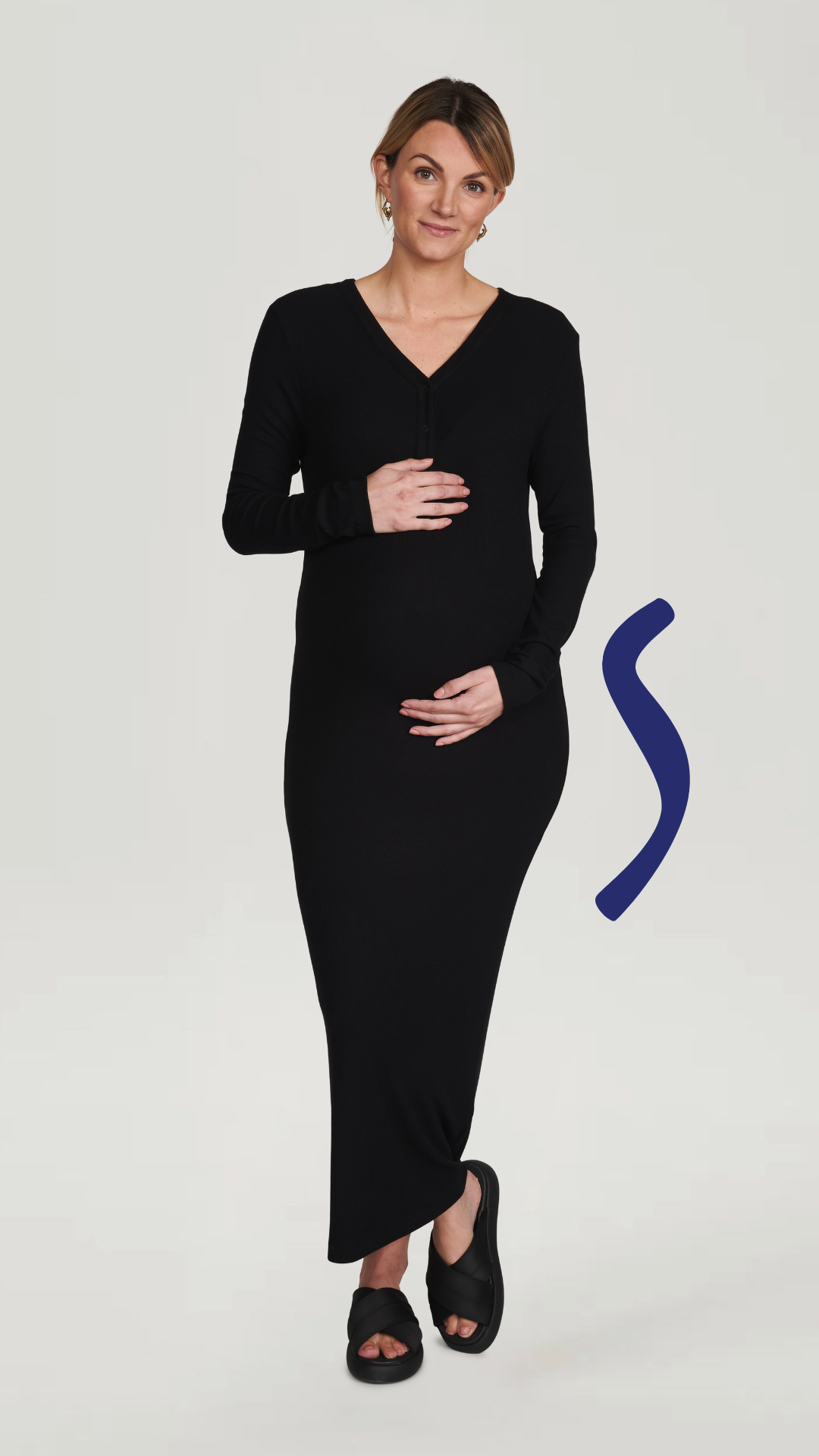 La Robe Maman - Robe de maternité - Côtes de bambou noir