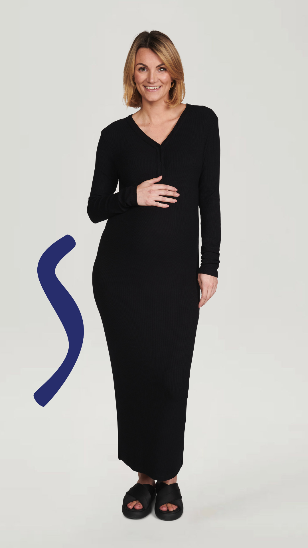 La Robe Maman - Robe de maternité - Côtes de bambou noir