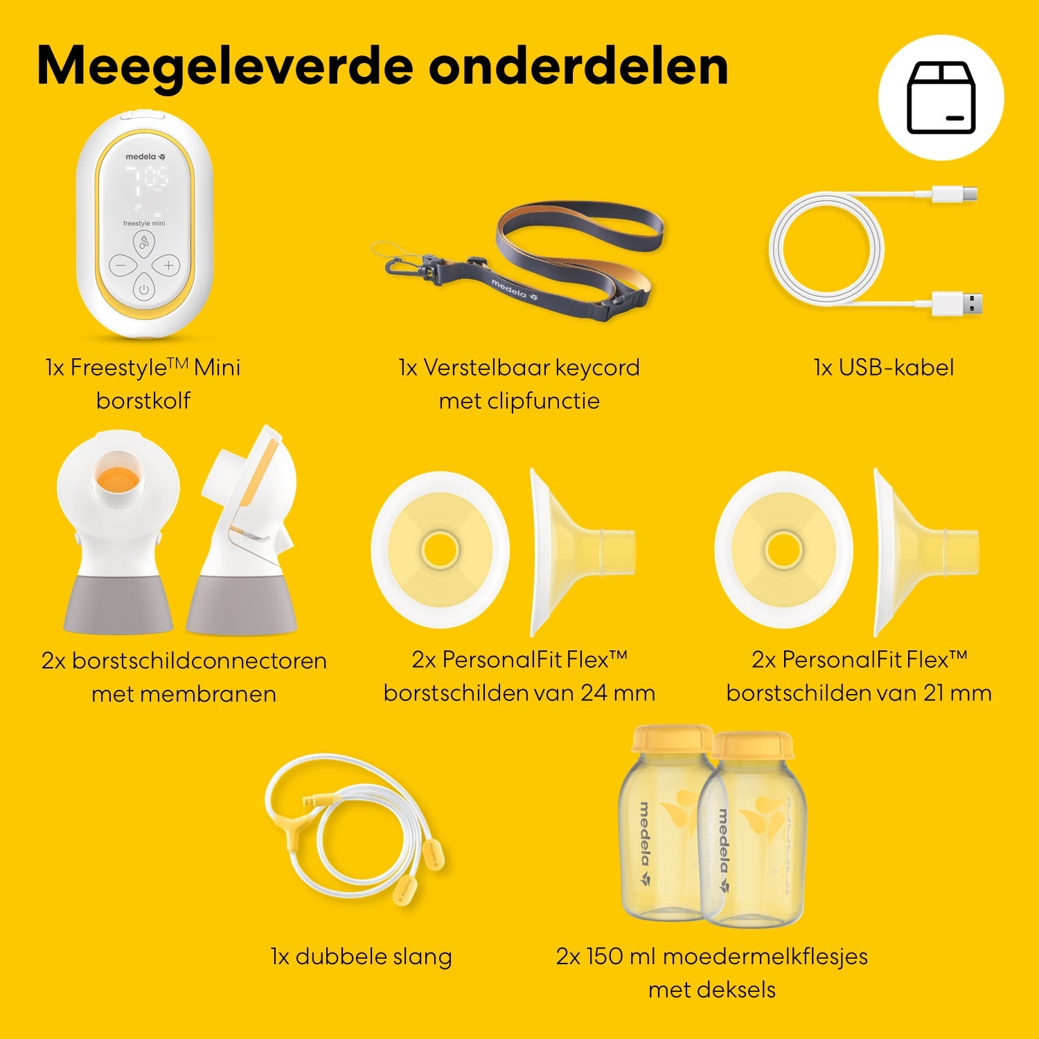 Medela Freestyle™ Mini dubbele elektrische borstkolf (klassieke set met flessen)