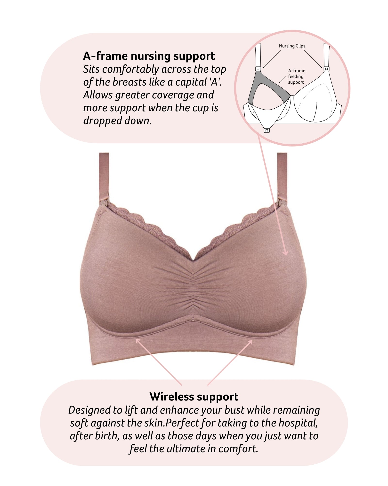 Serenity Bamboo - mocha - maternity and nursing bra