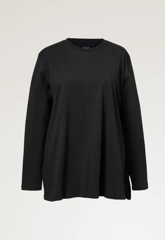 Long-sleeved zwangerschaps en borstvoedingst-shirt - Black