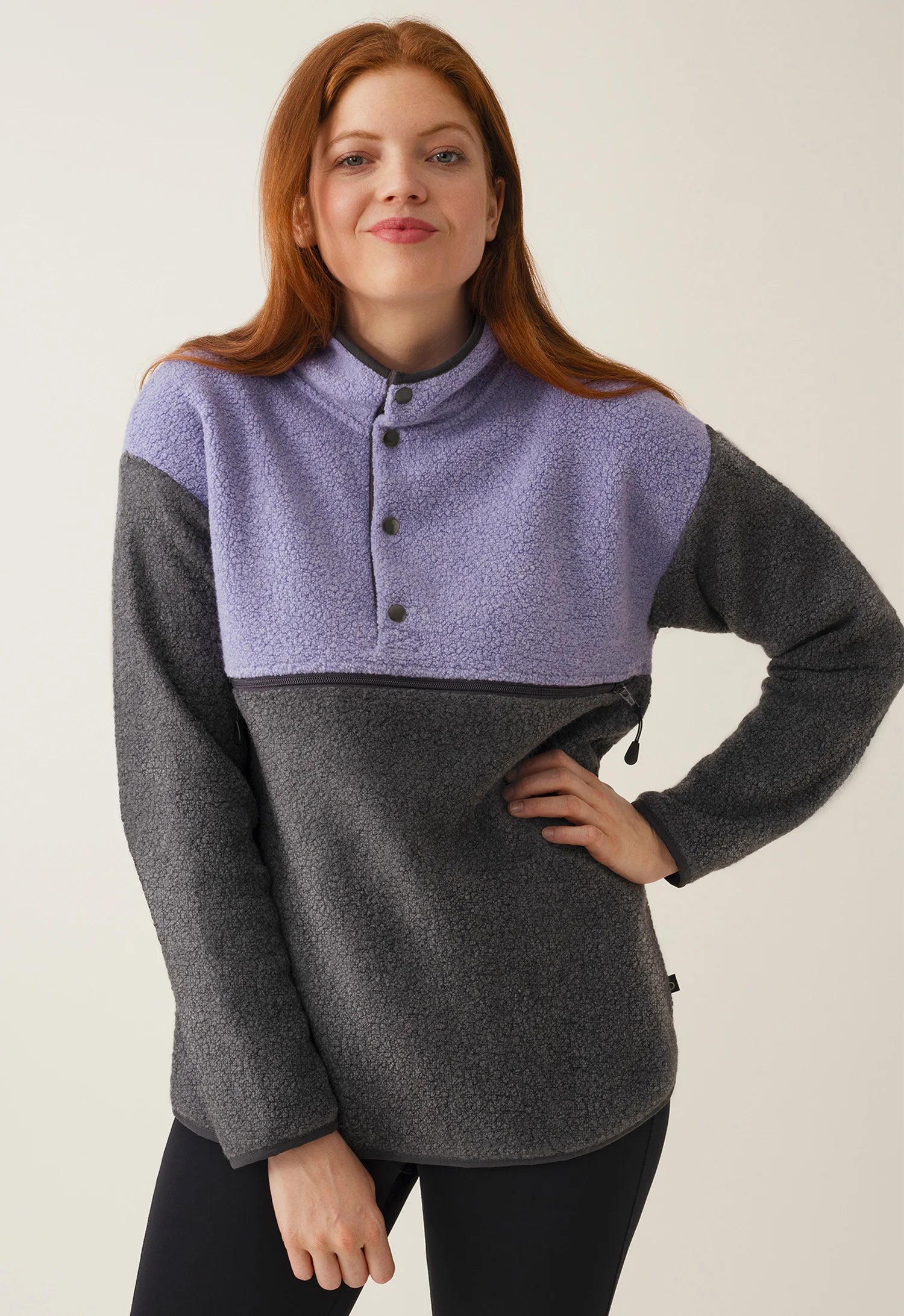 Wol-fleece 90's Zwangerschapstrui Lila