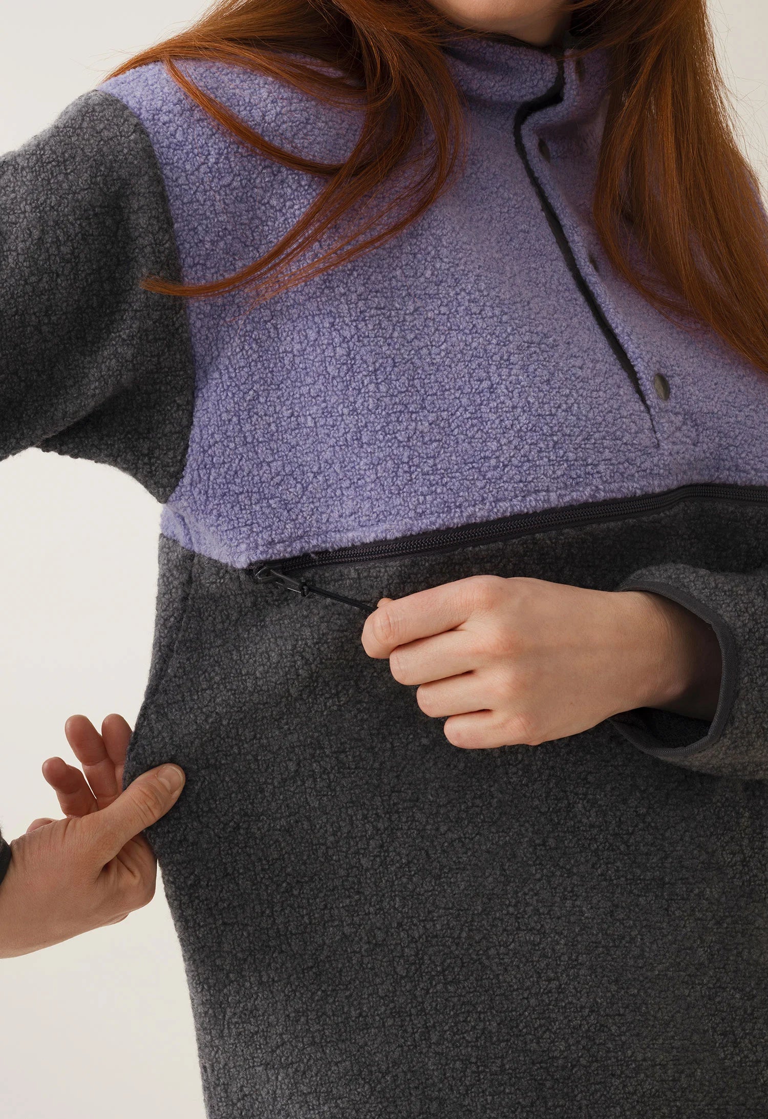 Wol-fleece 90's Zwangerschapstrui Lila