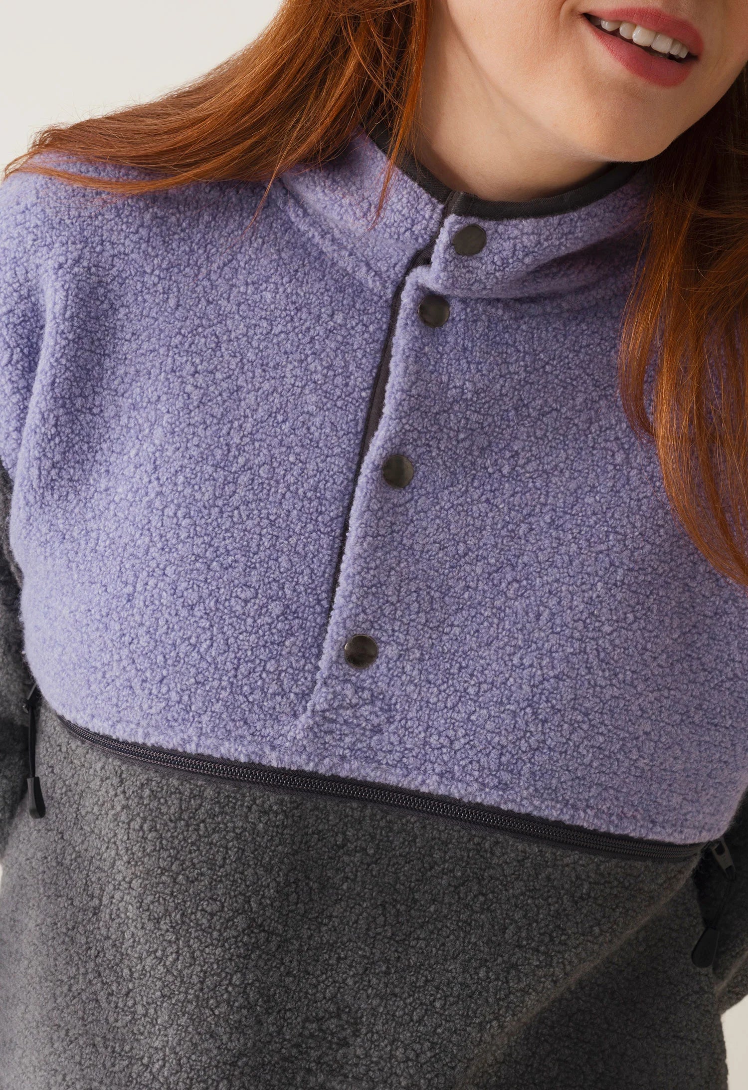 Wol-fleece 90's Zwangerschapstrui Lila