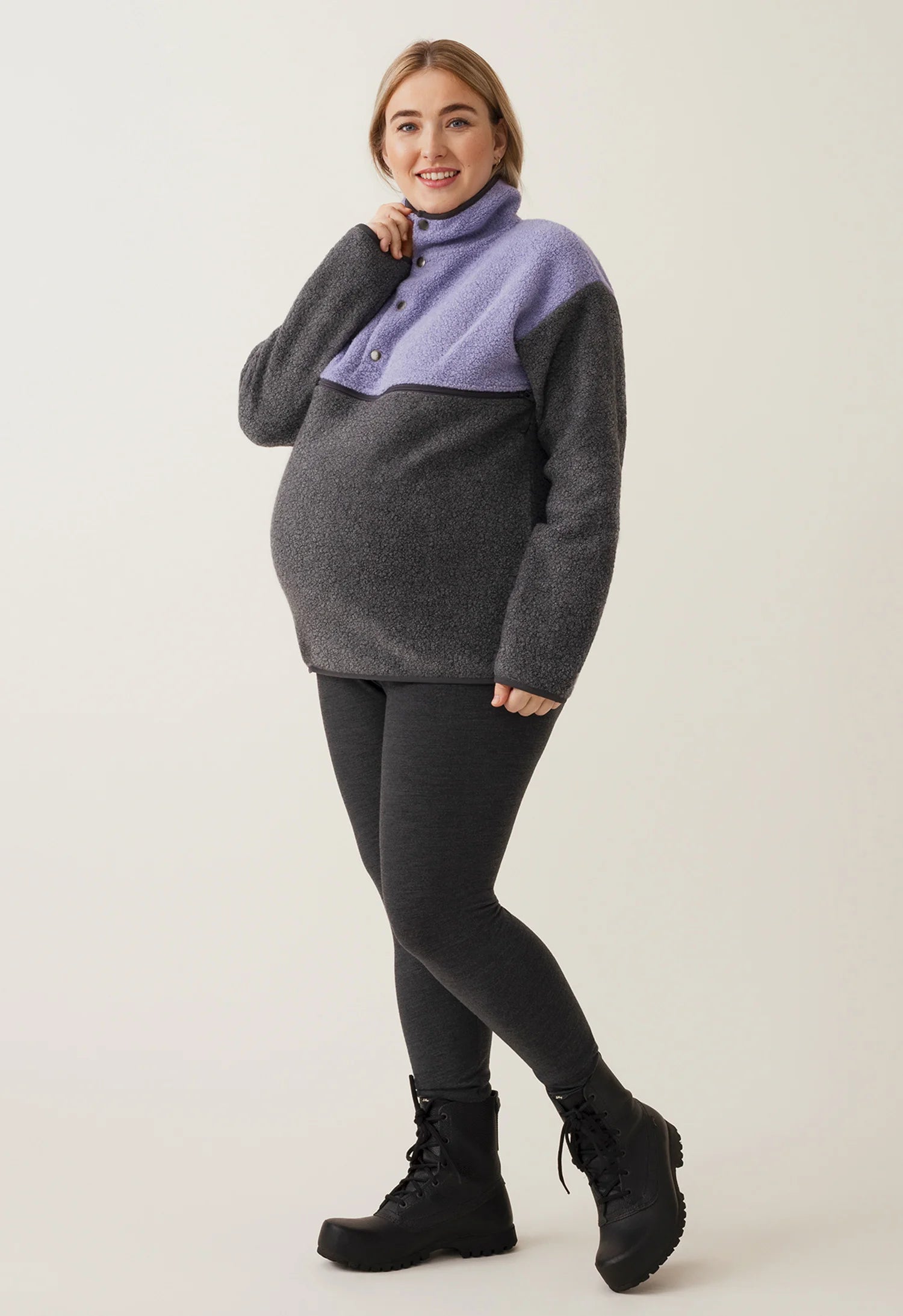 Wol-fleece 90's Zwangerschapstrui Lila