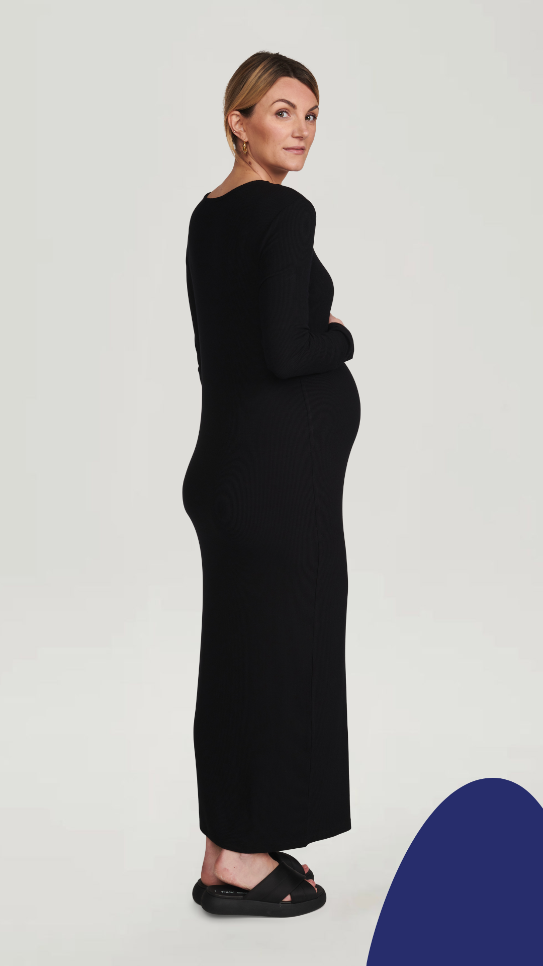 The Mom Dress - maternity dress - Black bamboo rib