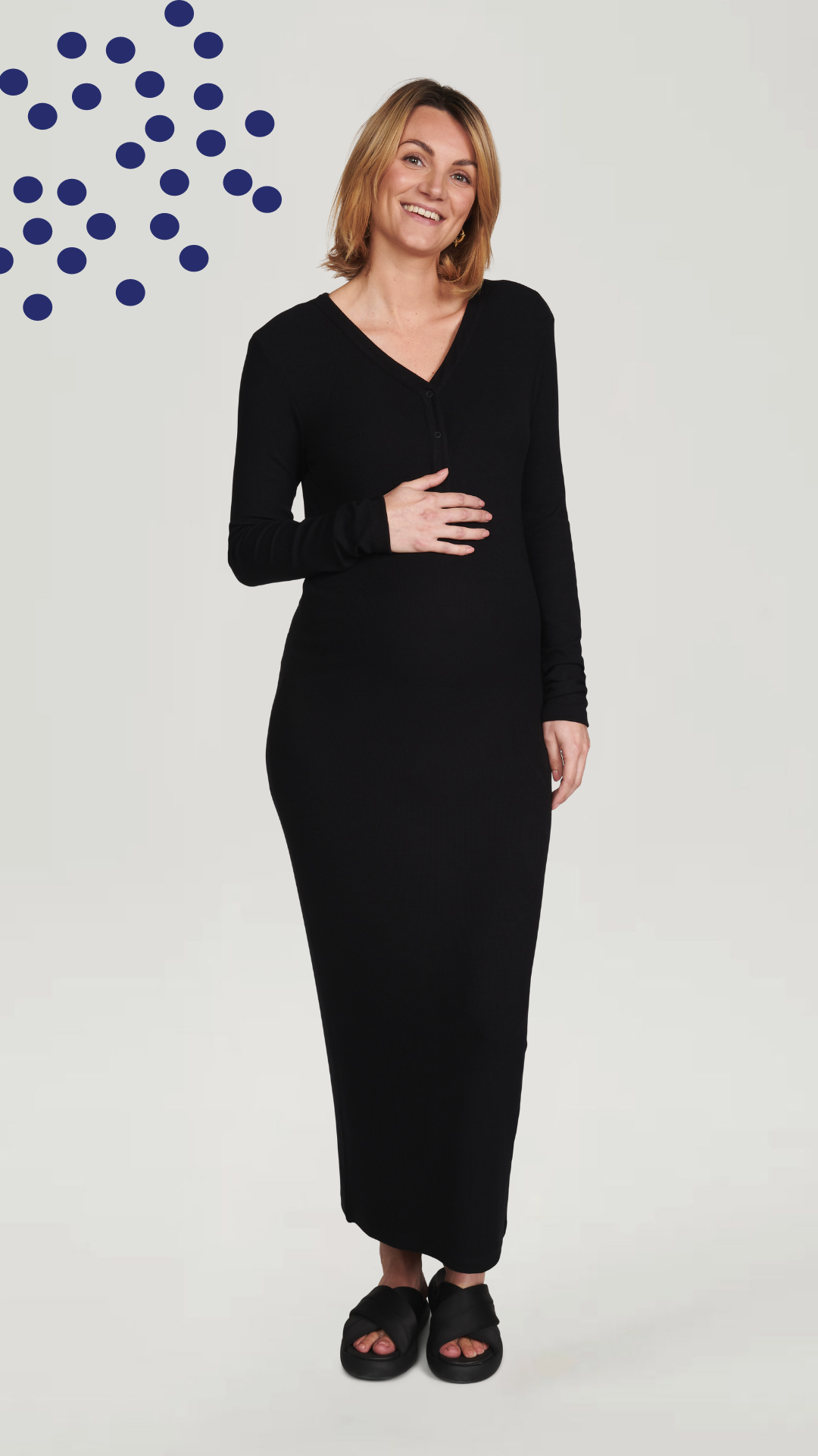 The Mom Dress - maternity dress - Black bamboo rib