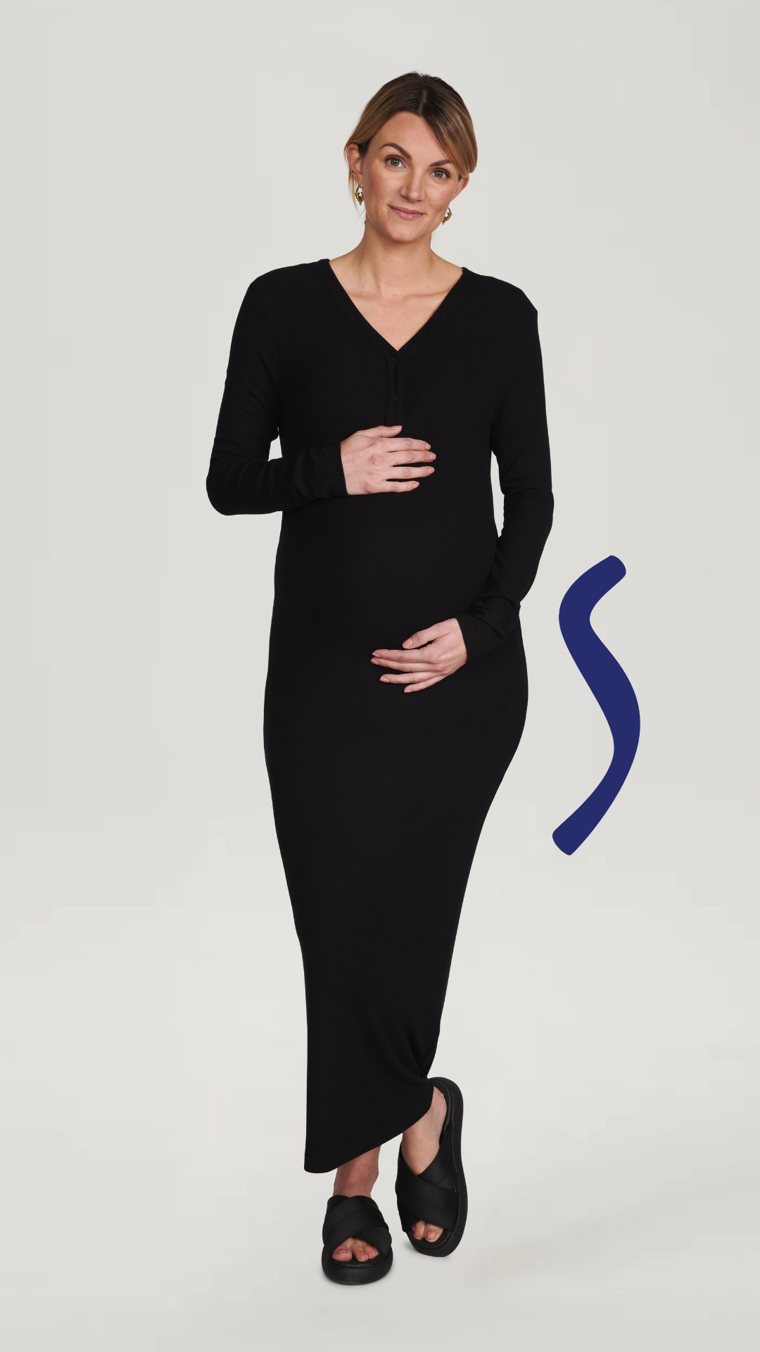 The Mom Dress - maternity dress - Black bamboo rib