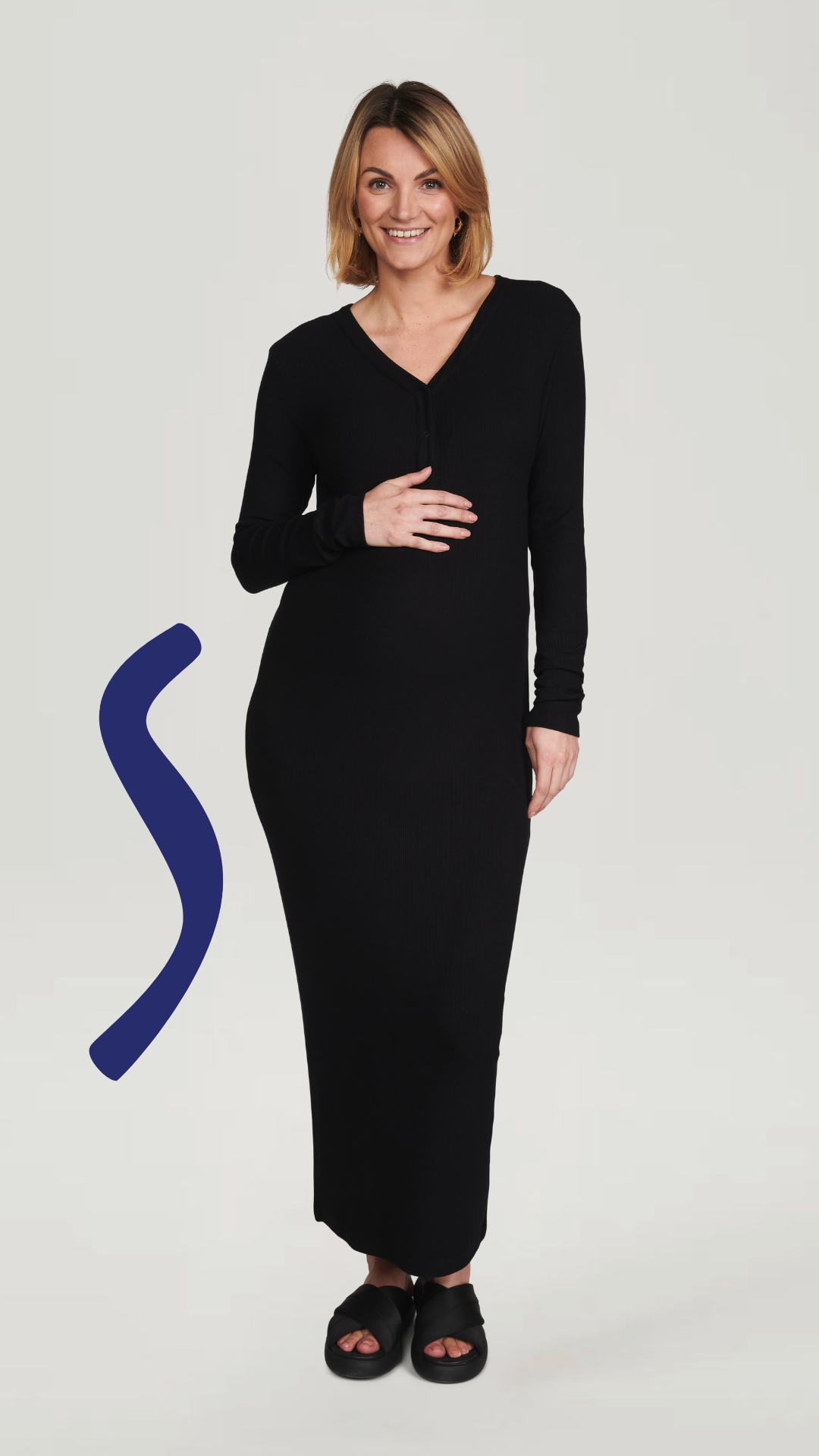 The Mom Dress - maternity dress - Black bamboo rib