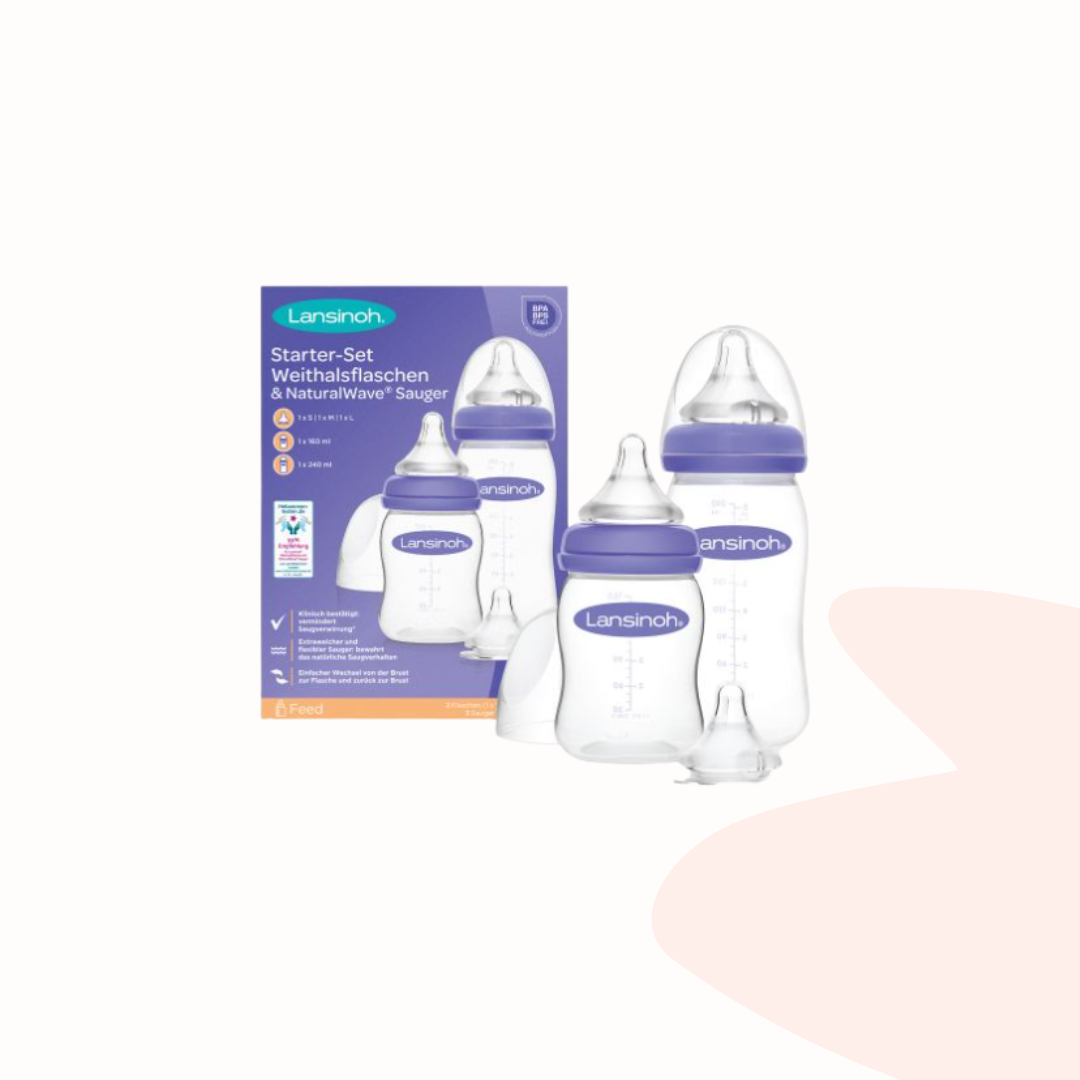 Lansinoh Starter Set with drinking bottles and natural wave teat 