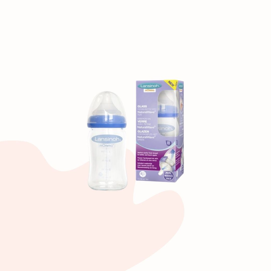 Glass drinking bottle with NaturalWave™ teat