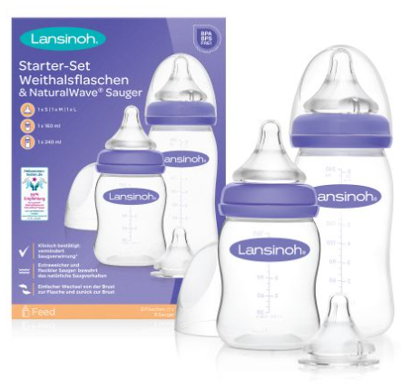 Lansinoh Starter Set with drinking bottles and natural wave teat 